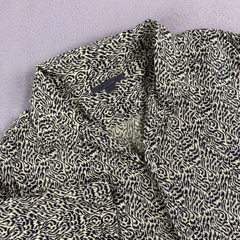John Varvatos mens Danny Camp Shirt Large Light Lime green pattern